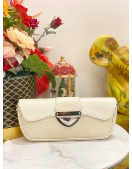 (LIKE NEW) LOUIS VUITTON MONTAIGNE CLUTCH IN WHITE EPI LEATHER