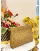 (LIKE NEW) BOTTEGA VENETA INTRECCIATO LEATHER CLUTCH BAG IN LIGHT BROWN