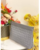 (LIKE NEW) BOTTEGA VENETA INTRECCIATO LEATHER CLUTCH BAG IN SLATE GREY 