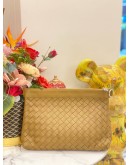 (LIKE NEW) BOTTEGA VENETA INTRECCIATO LEATHER CLUTCH BAG IN LIGHT BROWN