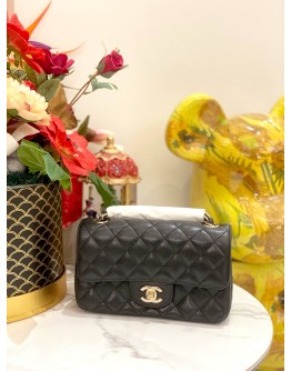 (UNUSED) CHANEL MINI CLASSIC FLAG BAG IN CAVIAR LEATHER WITH GOLD HARDWARE
