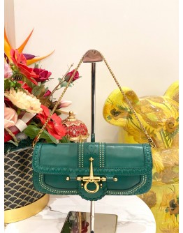 (LIKE NEW) GUCCI SNAFFLE BIT SMALL SHOULDER BAG IN GREEN LEATHER 