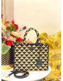 (LIKE NEW) PRADA SYMBOLE JACQUARD FABRIC CANVAS HANDBAG IN BEIGE & BLACK