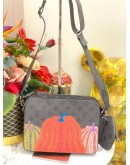 (LIKE NEW)  MICROCHIP LOUIS VUITTON X YAYOI KUSAMA PUMPKINS REVERSE MONOGRAM ECLIPSE CANVAS LIMITED TRIO BAG -FULL SET-