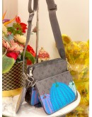 (LIKE NEW)  MICROCHIP LOUIS VUITTON X YAYOI KUSAMA PUMPKINS REVERSE MONOGRAM ECLIPSE CANVAS LIMITED TRIO BAG -FULL SET-