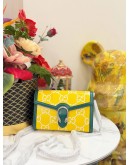 (LIKE NEW) GUCCI DIONYSUS MINI SHOULDER BAG IN YELLOW GG EMBOSSED LEATHER WITH GREEN TRIM- FULL SET-