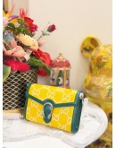(LIKE NEW) GUCCI DIONYSUS MINI SHOULDER BAG IN YELLOW GG EMBOSSED LEATHER WITH GREEN TRIM- FULL SET-