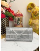 (LIKE NEW) CHRISTIAN DIOR DIORAMA WALLET ON CHAIN IN METALLIC SILVER PATENT LEATHER 