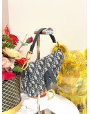 (LIKE NEW) CHRISTIAN DIOR MINI SADDLE HANDBAG WITH STRAP IN OBLIQUE JACQUARD CANVAS 