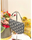 (LIKE NEW) CHRISTIAN DIOR MINI SADDLE HANDBAG WITH STRAP IN OBLIQUE JACQUARD CANVAS 
