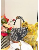 (LIKE NEW) CHRISTIAN DIOR MINI SADDLE HANDBAG WITH STRAP IN OBLIQUE JACQUARD CANVAS 