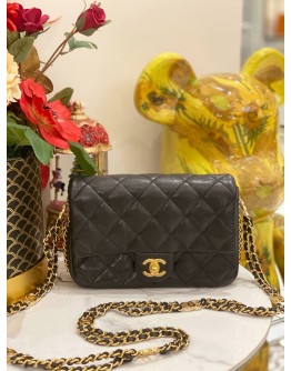 (LIKE NEW) CHANEL SMALL CAVIAR CC YOU FLAG BAG IN GHW