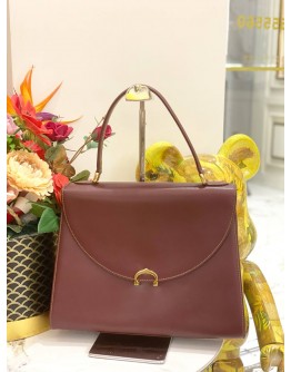 (LIKE NEW) CARTIER MUST DE CARTIER DARK IN RED LEATHER TOP HANDLE BAG 