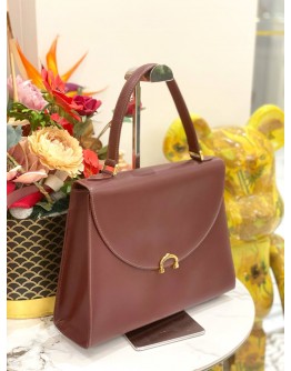 (LIKE NEW) CARTIER MUST DE CARTIER DARK IN RED LEATHER TOP HANDLE BAG 