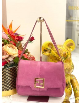 FENDI MAMMA BAGUETTE HOBO IN SUEDE LEATHER