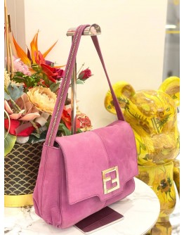 FENDI MAMMA BAGUETTE HOBO IN SUEDE LEATHER