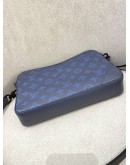 2023 MICROCHIP LOUIS VUITTON DUO MESSENGER BAG IN NAVY BLUE MONOGRAM SHADOW LEATHER WITH A DETACHABLE COIN PURSE ON STRAP FULL SET