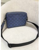 2023 MICROCHIP LOUIS VUITTON DUO MESSENGER BAG IN NAVY BLUE MONOGRAM SHADOW LEATHER WITH A DETACHABLE COIN PURSE ON STRAP FULL SET