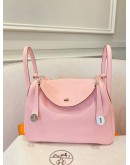 HERMES LINDY 30 ROSE SAKURA IN VEAU SWIFT PHW STAMP X FULL SET 