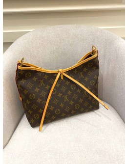 2024 MICROCHIP LOUIS VUITTON CARRYALL PM BROWN MONOGRAM CANVAS WITH SMALL POUCH AND REMOVABLE STRAP FULL SET