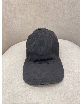 GUCCI BLACK GG MONOGRAM CANVAS CAP