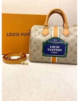 2024 MICROCHIP LOUIS VUITTON LIMITED EDITION M46749 SPEEDY BANDOULIERE 25 MONOPANAME COATED CANVAS -FULL SET-