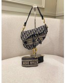 2020 CHRISTIAN DIOR MEDIUM SADDLE BLUE DIOR OBLIQUE EMBROIDERY SHOULDER BAG