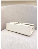 CHANEL MEDIUM DOUBLE FLAP WHITE CAVIAR LEATHER SILVER CHAIN SHOULDER BAG