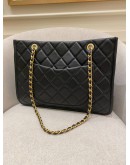 (LIKE NEW) 2021 CHANEL BLACK CAVIAR LEATHER CLASSIC CLASP TOTE SHOULDER BAG WITH GOLD HARDWARE 