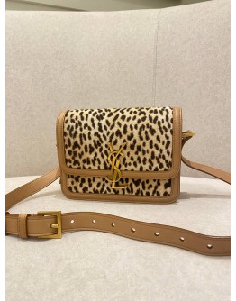 YSL SAINT LAURENT CALFSKIN LEATHER WITH LEOPARD HAIR PRINT SMALL SOLFERINO CROSSBODY BAG