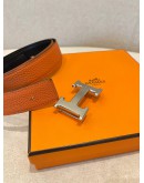 HERMES H SLIVER BUCKLE REVERSIBLE BELT -FULL SET-