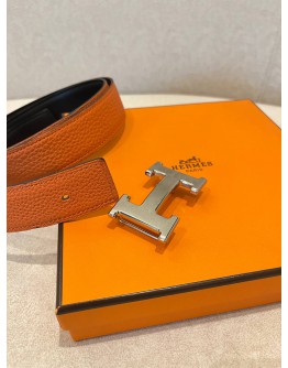 HERMES H SLIVER BUCKLE REVERSIBLE BELT -FULL SET-