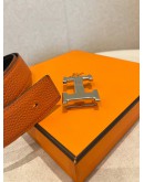 HERMES H SLIVER BUCKLE REVERSIBLE BELT -FULL SET-