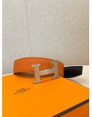 HERMES H SLIVER BUCKLE REVERSIBLE BELT -FULL SET-