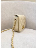 CHANEL SINGLE FLAP SLING BAG IN BEIGE LAMBSKIN LEATHER GHW 