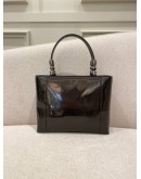 CHRISTIAN DIOR DARK BROWN MARIS PEARL PATENT LEATHER HANDBAG