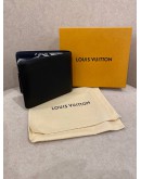 LOUIS VUITTON SLENDER LIMITED EDITION WALLET WITH BLACK TAIGA LEATHER AND NAVY BLUE FLORAL INNER -FULL SET-