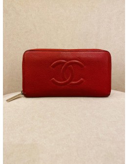 CHANEL CAVIAR LEATHER ZIP AROUND LONG WALLET SHW