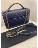 CHANEL QUILTED LAMBSKIN LEATHER SMALL CC UNIVERSITY TOP HANDLE FLAP CHAIN BAG