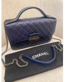 CHANEL QUILTED LAMBSKIN LEATHER SMALL CC UNIVERSITY TOP HANDLE FLAP CHAIN BAG