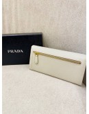 (BRAND NEW) PRADA WHITE SAFFIANO LEATHER FIOCCO BOW LONG WALLET -FULL SET-