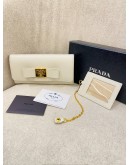 (BRAND NEW) PRADA WHITE SAFFIANO LEATHER FIOCCO BOW LONG WALLET -FULL SET-