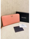 (BRAND NEW) PRADA PINK SAFFIANO LEATHER ZIP LONG WALLET -FULL SET-