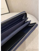 (BRAND NEW) GUCCI SHERRY LINE GUCCISSIMA NAVY BLUE GG LEATHER ZIP LONG WALLET  -FULL SET-