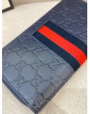 (BRAND NEW) GUCCI SHERRY LINE GUCCISSIMA NAVY BLUE GG LEATHER ZIP LONG WALLET  -FULL SET-