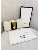 (LIKE NEW) GUCCI WHITE SYLVIE ROUND SHERRY LINE ZIP LONG WALLET  -FULL SET-