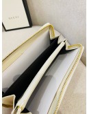 (LIKE NEW) GUCCI WHITE SYLVIE ROUND SHERRY LINE ZIP LONG WALLET  -FULL SET-