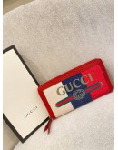 (BRAND NEW) GUCCI LOGO PRINT TRICOLOR STRIPE CANVAS ZIPPY LONG WALLET  -FULL SET-