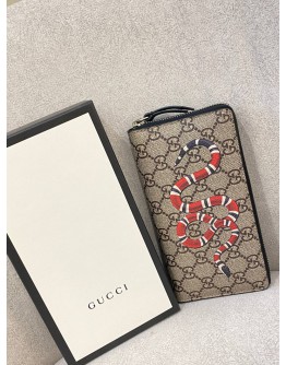 (BRAND NEW) GUCCI GG SUPREME KINGSNAKE PRINT LARGE TOP ZIPPY LONG WALLET  -FULL SET-