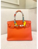 (UNUSED) HERMES BIRKIN 30 CAPUCINE TOGO LEATHER WITH PALLADIUM HARDWARE STAMP A -FULL SET-